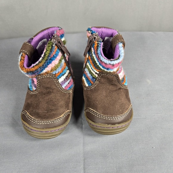 Stride Rite Surprize Adora Boots Toddler Girl 3 Brown Multi Tweed Knit Ankle Zip - Picture 6 of 10